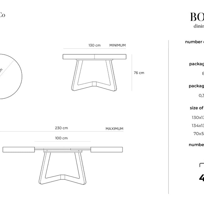 Windsor & Co Bodil Eettafel Uitschuifbaar Ø 130/230 cm - Walnoot