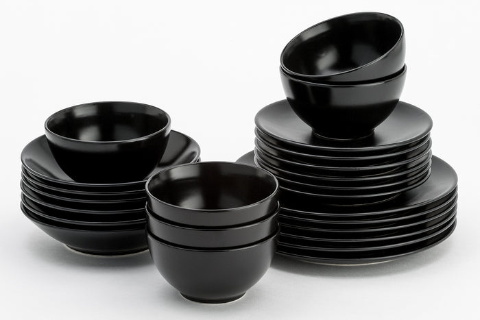 Lite-Body - Serviesset Hermes - 6 Personen- 24 delig - Rond zwart mat