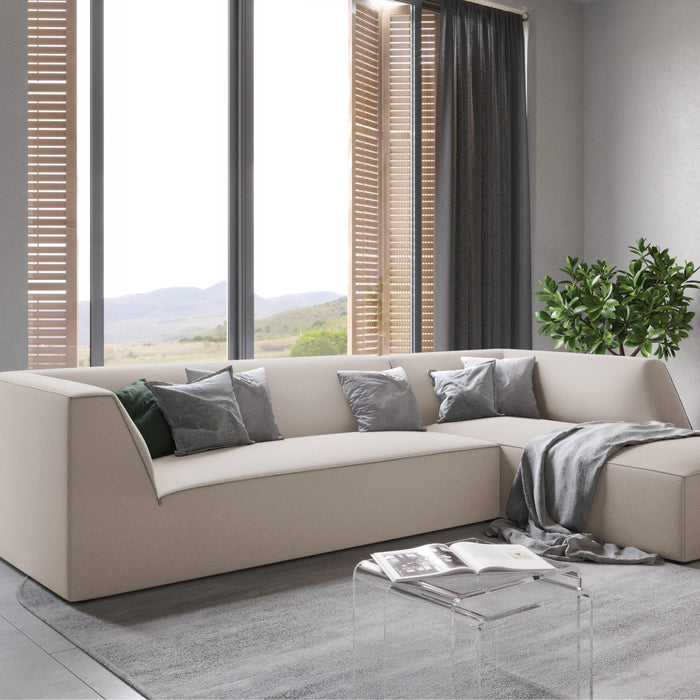 Windsor & Co Sao Hoekbank met Chaise Longue Rechts - 4-zits - Velvet - Beige