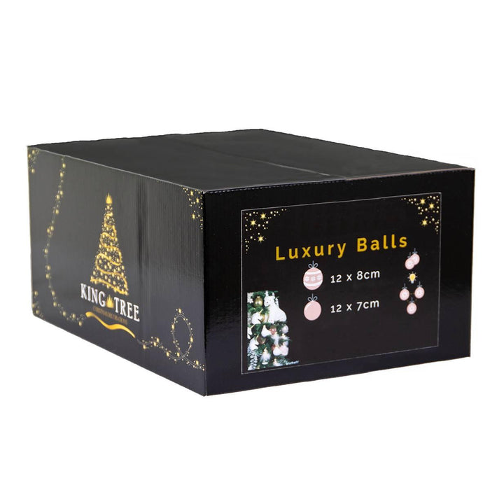 Bloomique - Kerstballen set glas - 24x – Incl. haakjes – Roze - 8 cm