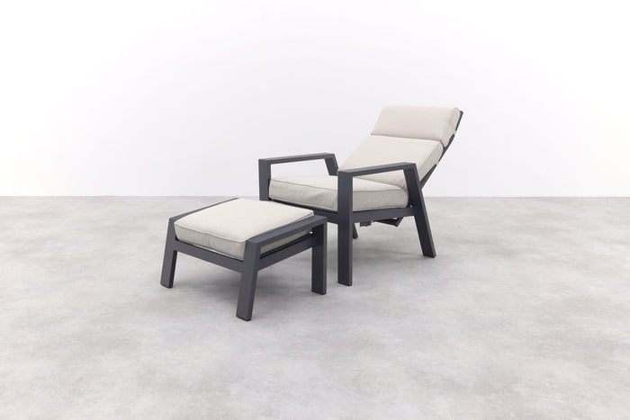 Garden Impressions Max loungestoel + voetenbank - Carbon black|Sand