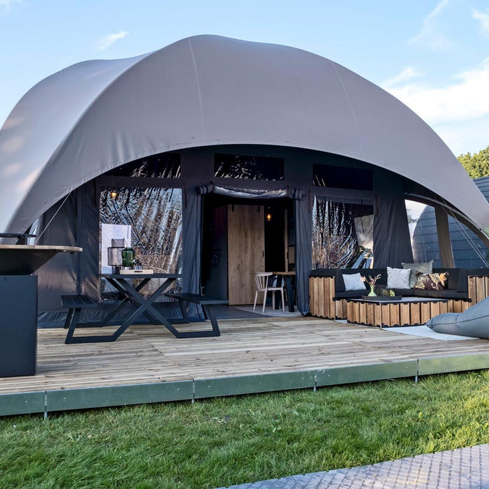 luxe aluminium picknicktafel Dex 200 cm zwart