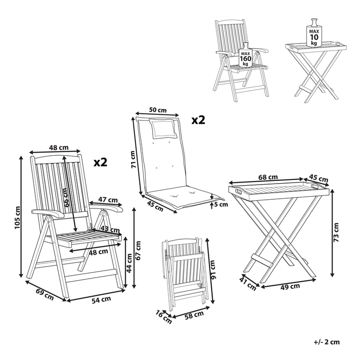 Beliani - AMANTEA - Bistroset - Donkerbruin - Acaciahout