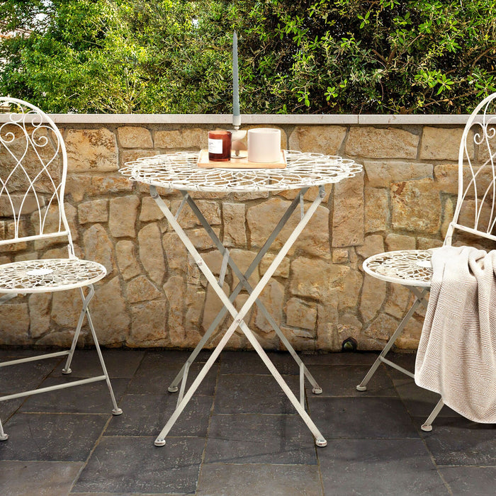 Beliani - STIFFE - Bistro set - Wit - IJzer