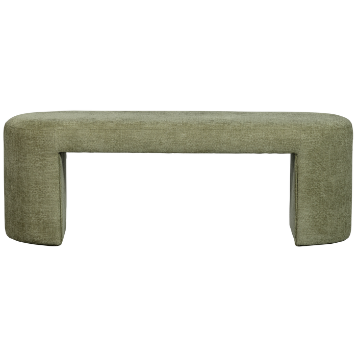 WOOOD Jacob Bankje - Chenille - Olive Green - 46x130x46