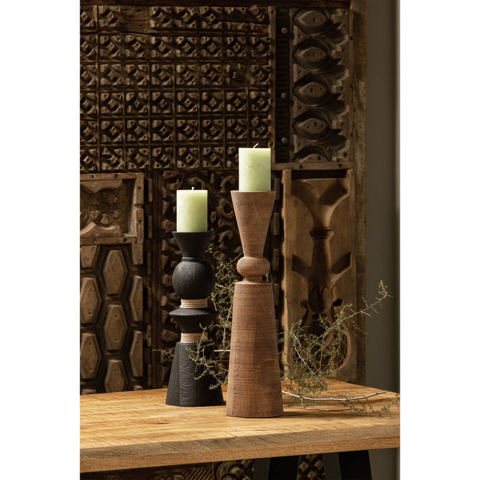 WOOOD Pyro Kandelaar - Mango Hout - Naturel -Set van 2