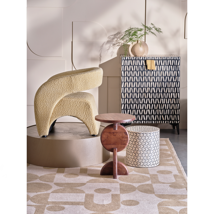 WOOOD Neva Sidetable - Bone Inlay - Zwart|Wit - 40x37x37