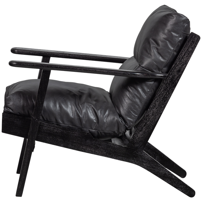 WOOOD Houston Fauteuil - Leer- Zwart - 86x71x71