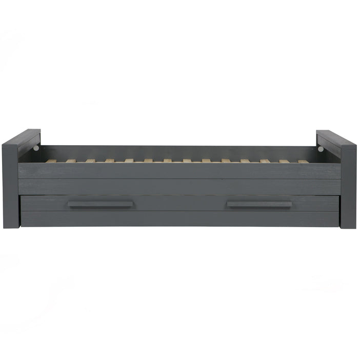 WOOOD Dennis Bed Incl.Bedlade|Lattenrol - Grenen - Staalgrijs -219x95