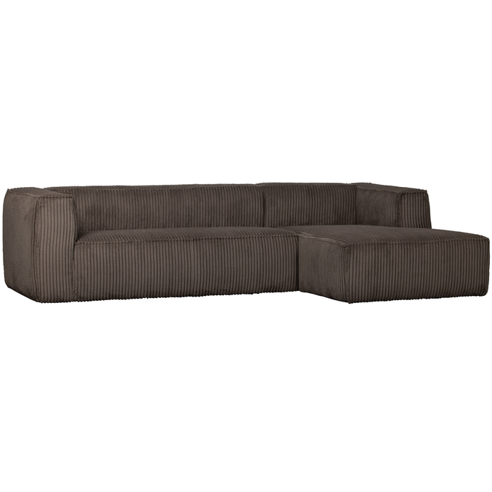 WOOOD Bean Hoekbank met Chaise Longue Rechts - Ribstof - Mud