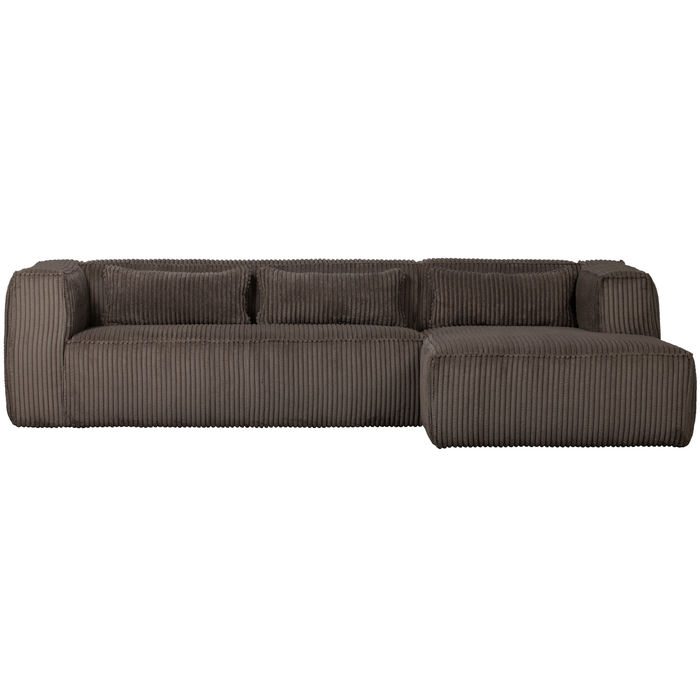 WOOOD Bean Hoekbank met Chaise Longue Rechts - Ribstof - Mud