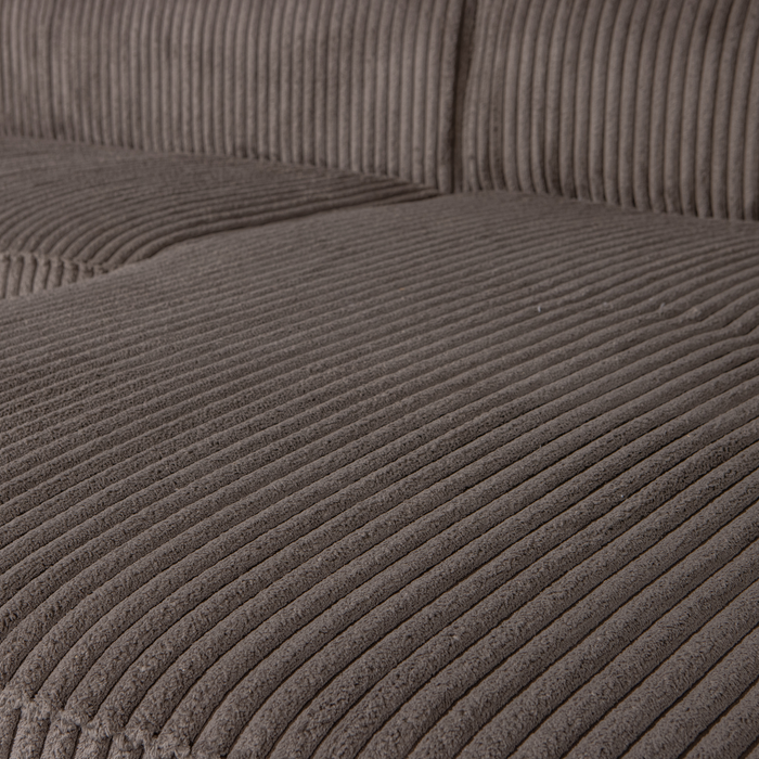 WOOOD Bean Hoekbank met Chaise Longue Rechts - Ribstof - Mud