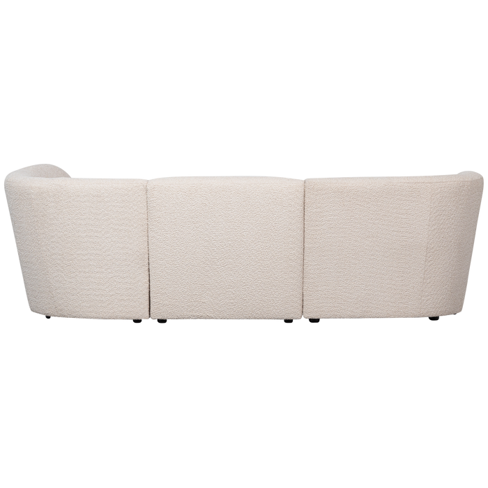 WOOOD Coco 3-Zits Ronding Rechts - Bouclé - Creme - 70x230x138