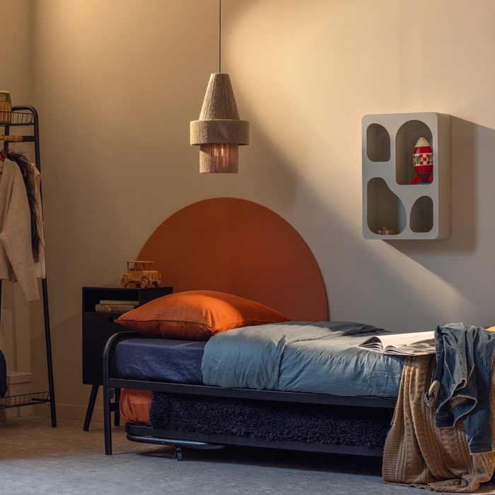 WOOOD Lucy Eenpersoonsbed + Onderschuifbed - Metaal - Zwart -57x95x209