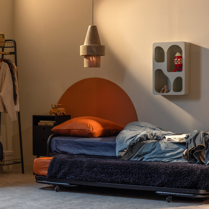 WOOOD Lucy Eenpersoonsbed + Onderschuifbed - Metaal - Zwart -57x95x209