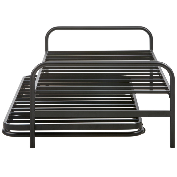 WOOOD Lucy Eenpersoonsbed + Onderschuifbed - Metaal - Zwart -57x95x209