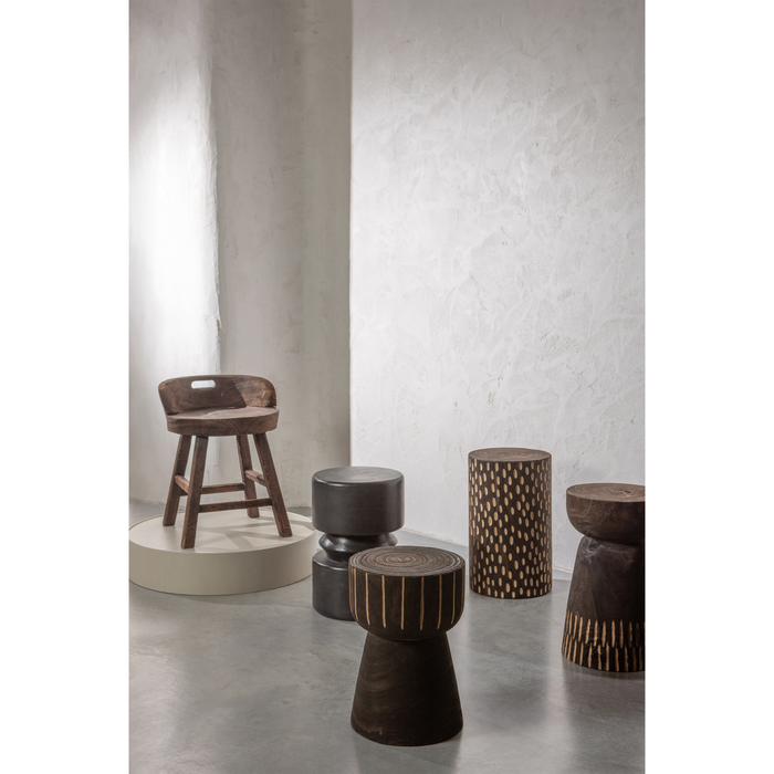 WOOOD Rosalie Kruk|Stoel - Hout - Donkerbruin - 57x43x43