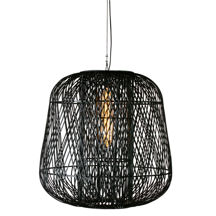 WOOOD Moza Hanglamp - Bamboe - Zwart - 100x100x100