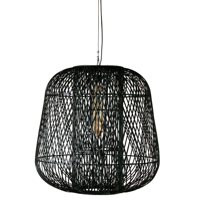 WOOOD Moza Hanglamp - Bamboe - Zwart - 100x100x100