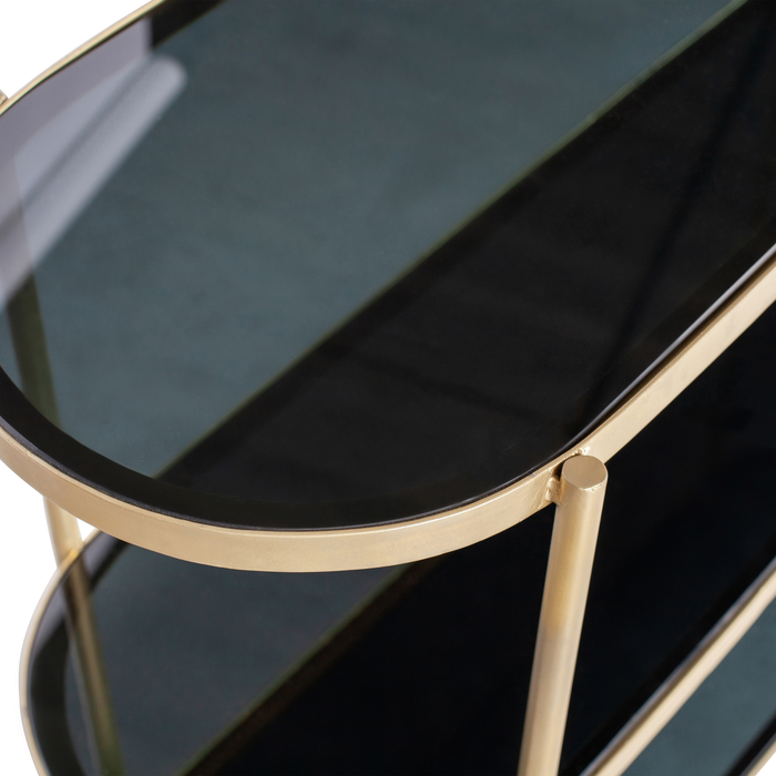 WOOOD Smokey Sidetable - Metaal|Glas - Antique Brass - 120x38x90