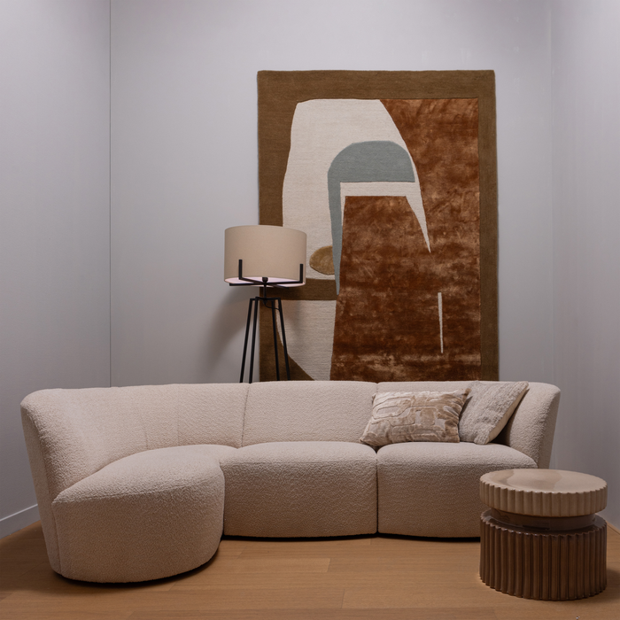 WOOOD Coco 3-Zits Ronding Links - Bouclé - Creme - 70x230x138