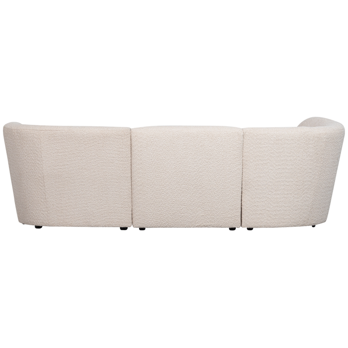 WOOOD Coco 3-Zits Ronding Links - Bouclé - Creme - 70x230x138