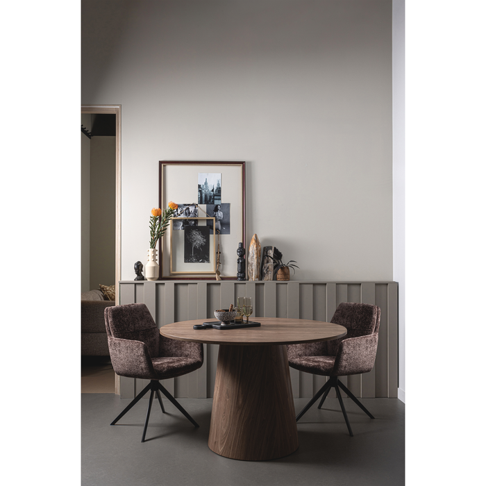 WOOOD Maan Eettafel - MDF - Walnoot - 75x120x120