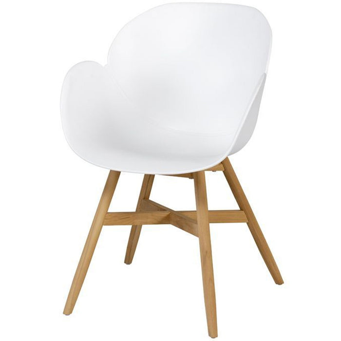 WOOOD Tulip Tuin Fauteuils - Teak|Propyleen - Wit - Set van 2