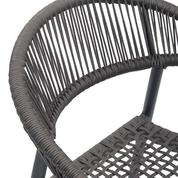 WOOOD Set van 2 - Yellow eetstoel touw|aluminium donkergrijs