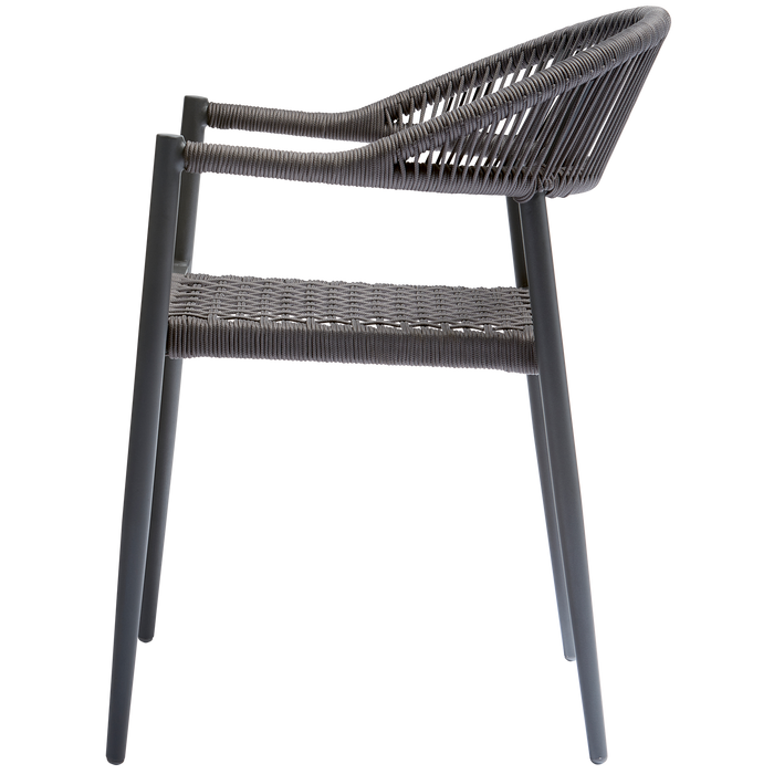 WOOOD Set van 2 - Yellow eetstoel touw|aluminium donkergrijs