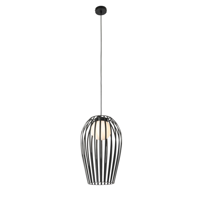 QAZQA Design hanglamp zwart met opaal IP44 - Angela