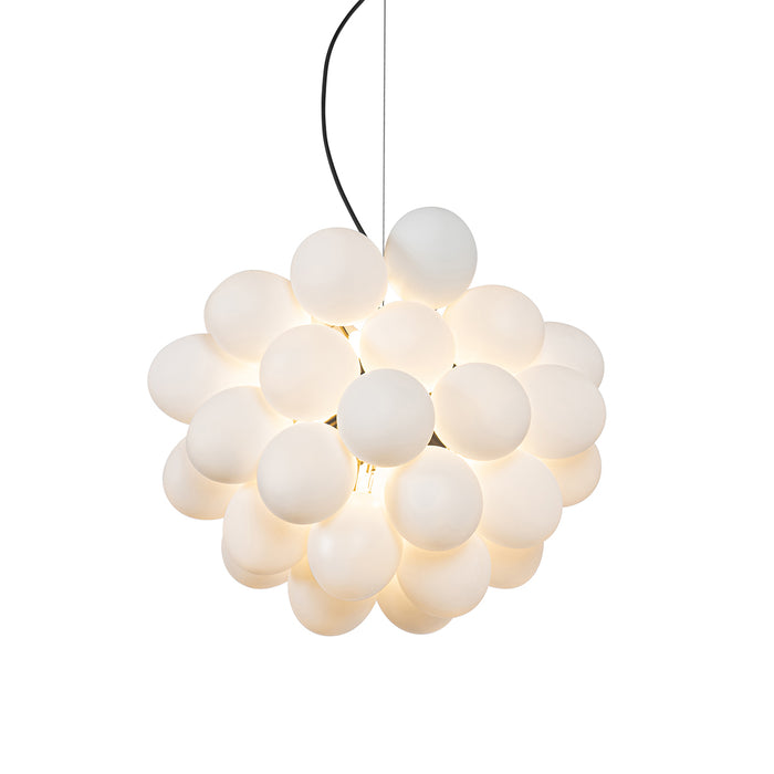 QAZQA Art deco hanglamp zwart met opaal glas 8-lichts rond - Uvas