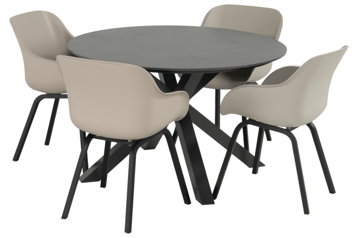 Hartman Le Soleil Tuinstoel Set van 2 - Taupe/Zwart