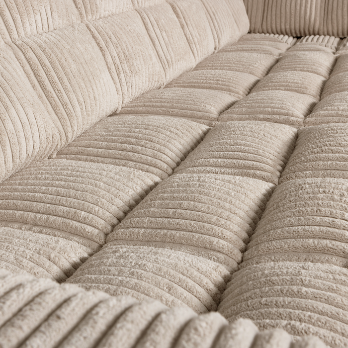 WOOOD Second Date Hoekbank Rechts - Grove Ribstof - Travertin