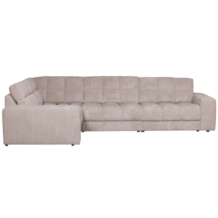 WOOOD Second Date Hoekbank Links - Grove Ribstof - Naturel