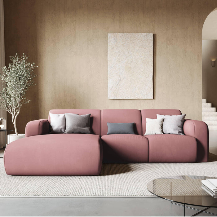 Windsor & Co Lola Hoekbank met Chaise Longue Links - Chenille - Roze