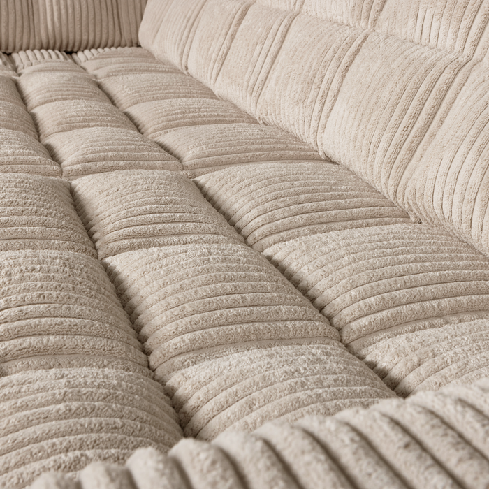 WOOOD Second Date Hoekbank Links - Grove Ribstof - Travertin