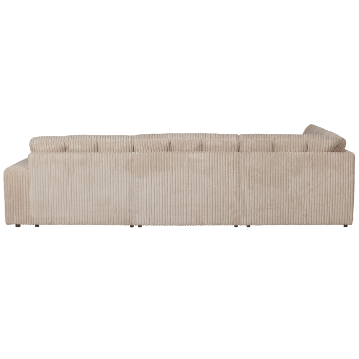 WOOOD Second Date Hoekbank Links - Grove Ribstof - Travertin