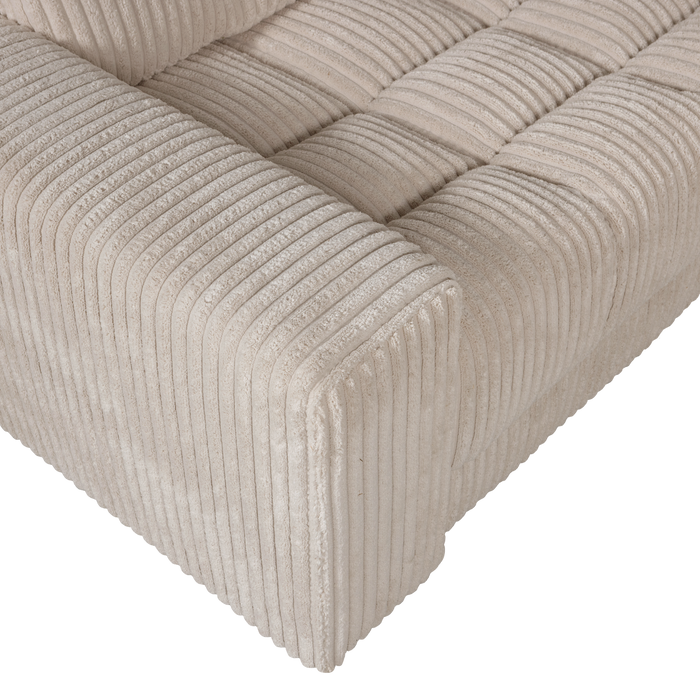 WOOOD Second Date Hoekbank Links - Grove Ribstof - Travertin