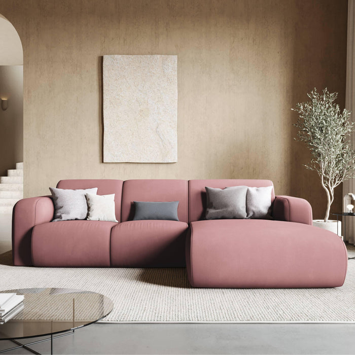 Windsor & Co Lola Hoekbank met Chaise Longue Rechts - Chenille - Roze