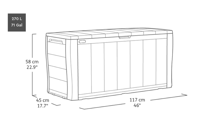 Keter Sherwood Opbergbox - 270L - 117x45x58cm - Antraciet
