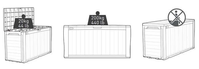 Keter Sherwood Opbergbox - 270L - 117x45x58cm - Antraciet