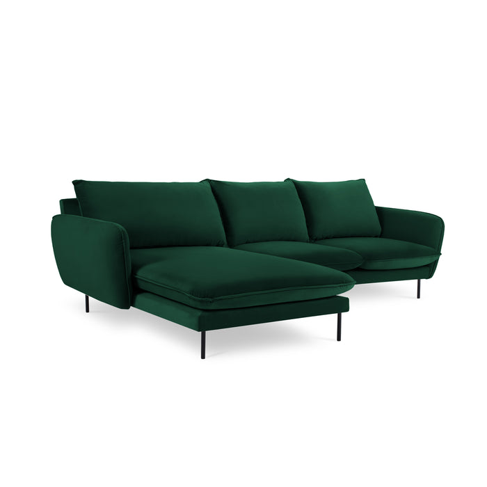Cosmopolitan Design Vienna Hoekbank met Chaise Longue Links - Velvet - Flessengroen