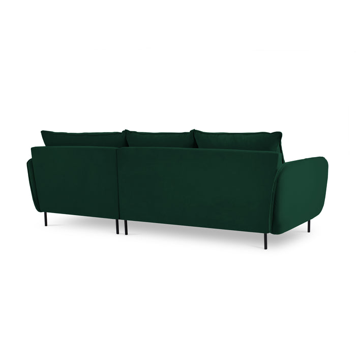 Cosmopolitan Design Vienna Hoekbank met Chaise Longue Rechts - Velvet - Flessengroen
