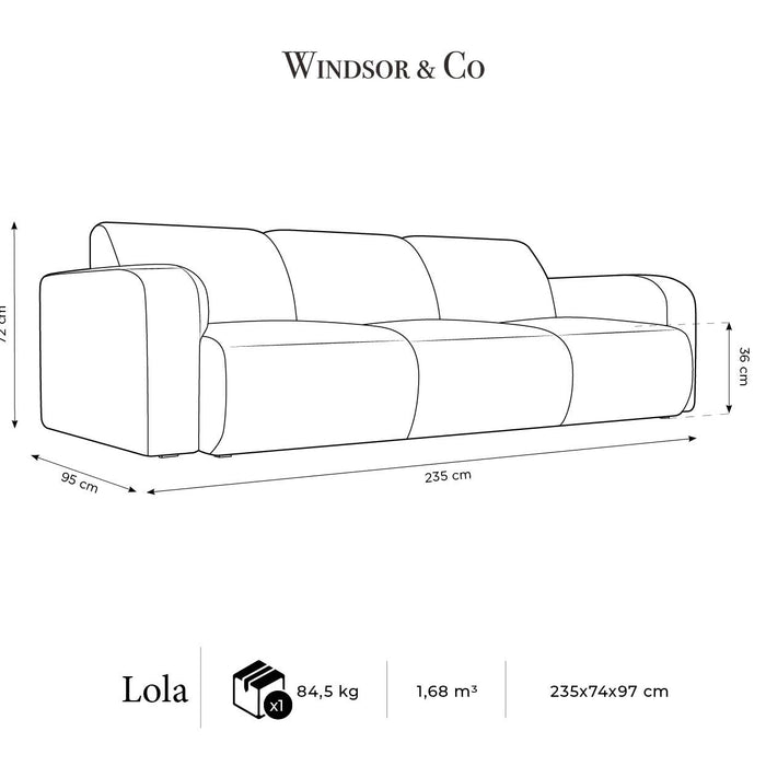 Windsor & Co Lola 3-zitsbank - Bouclé - Bruin