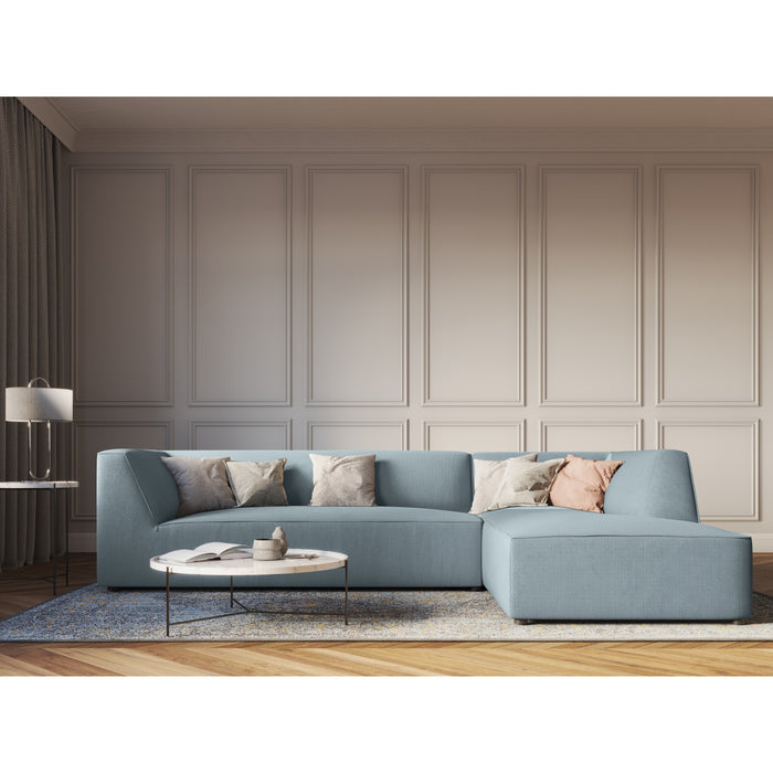 Windsor & Co Sao Hoekbank met Chaise Longue Links - 4-zits - Ribstof - Lichtblauw