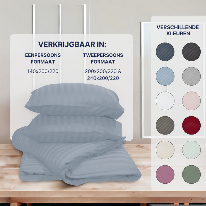 Ten Cate Katoensatijnen Dekbedovertrek - 200x200|220 - Licht Blauw