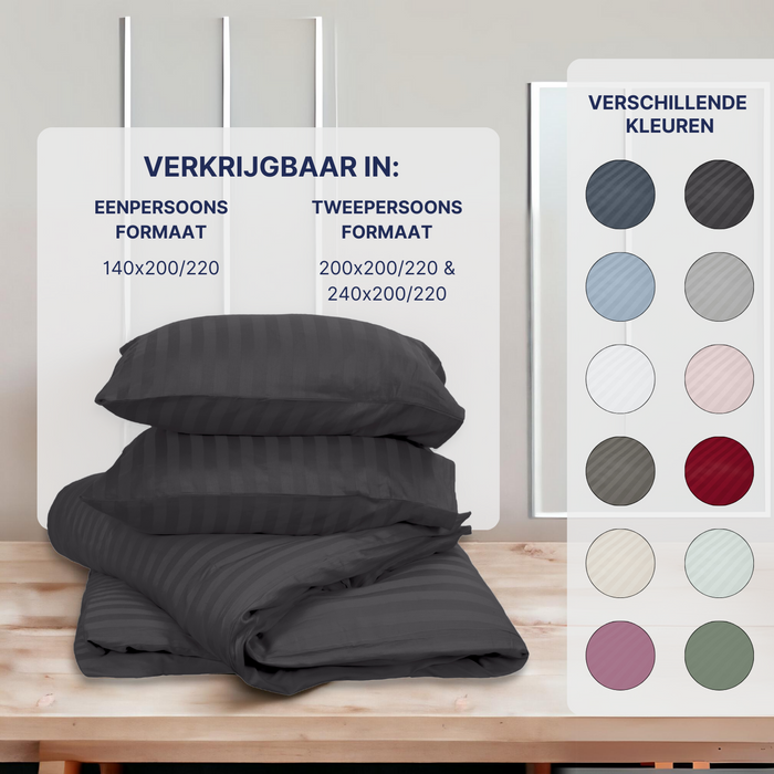 Ten Cate Katoensatijnen Dekbedovertrek - 200x200|220 - Antraciet