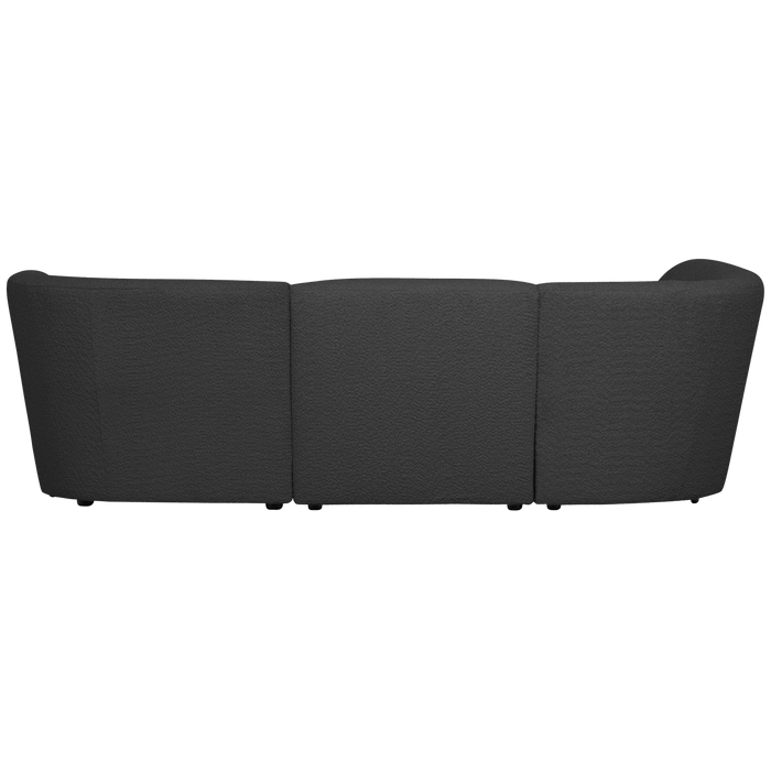 WOOOD Coco 3-Zits Ronding Links - Bouclé - Donkergrijs - 70x230x138