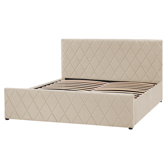 Beliani - ROCHEFORT - Tweepersoonsbed - Beige - 160 x 200 cm - Fluweel